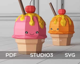 FUNNY CUPCAKE Low Poly Papercraft PDF template