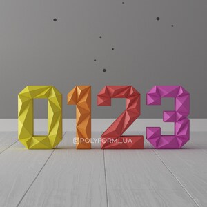 Digits 2024 Low Poly Christmas Papercraft PDF template New Year 3d Model Sculpture image 6