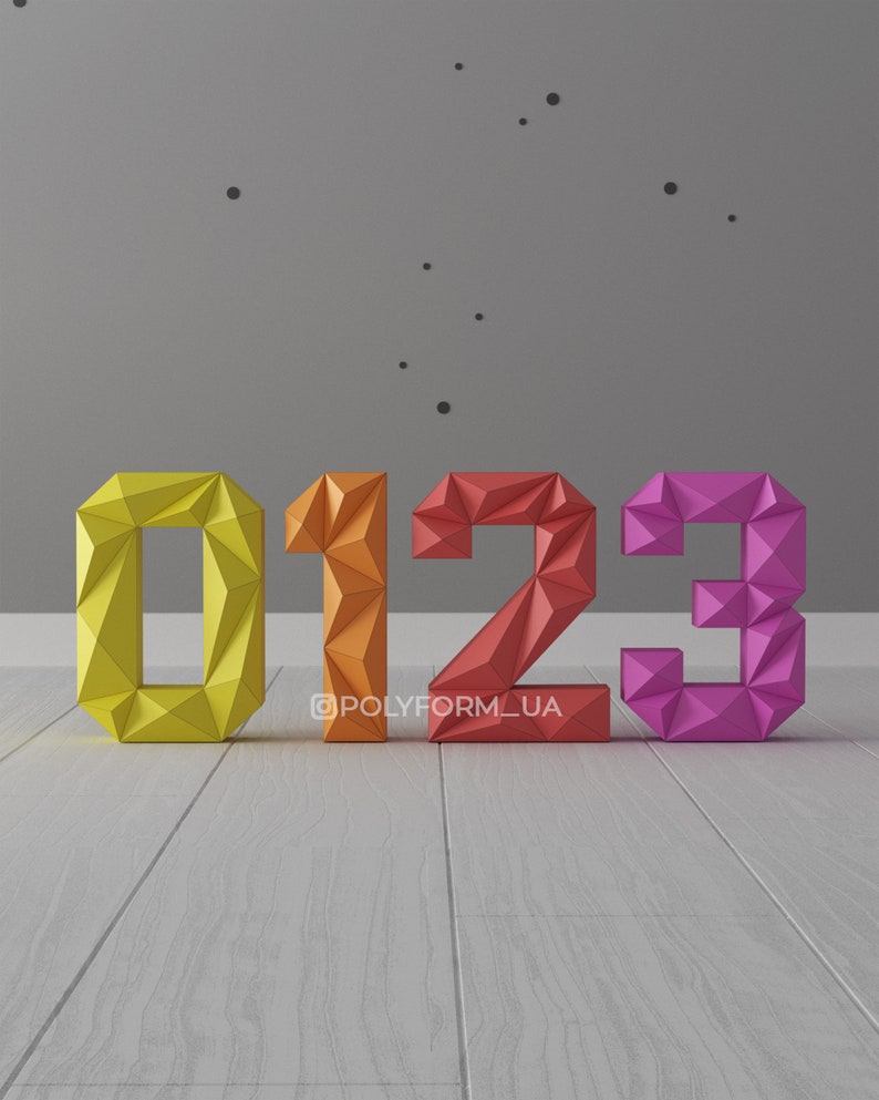 Digits 2024 Low Poly Christmas Papercraft PDF template New Year 3d Model Sculpture image 6