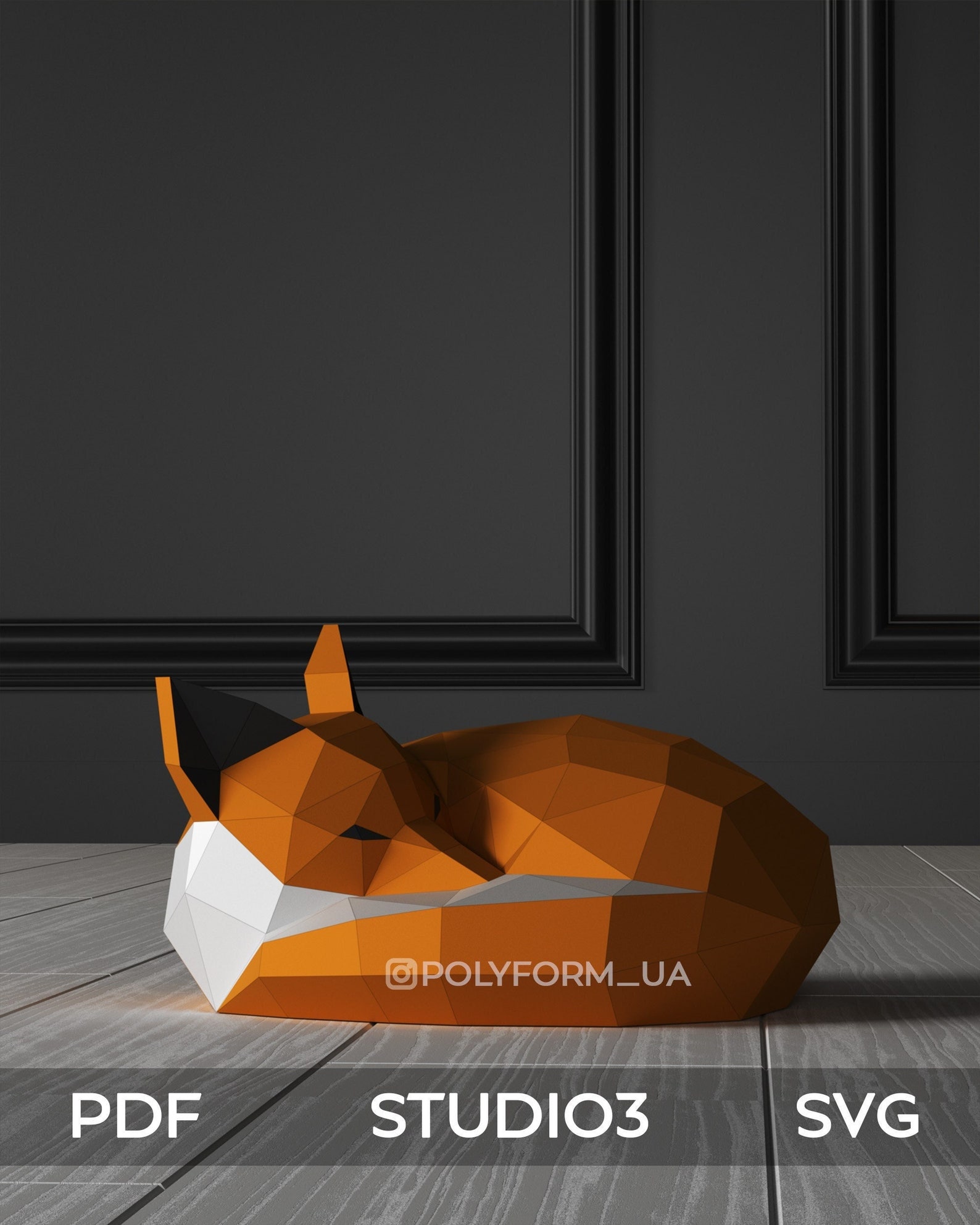 Sleeping Fox Low Poly Papercraft PDF Template - Etsy