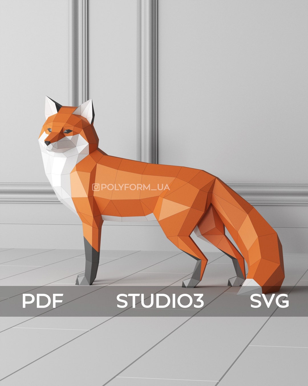 Fox Low Poly PDF Template Papercraft DIY Pattern Animal SVG Decor - Etsy