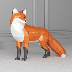 Fox Low Poly PDF Template Papercraft DIY Pattern Animal SVG Decor - Etsy