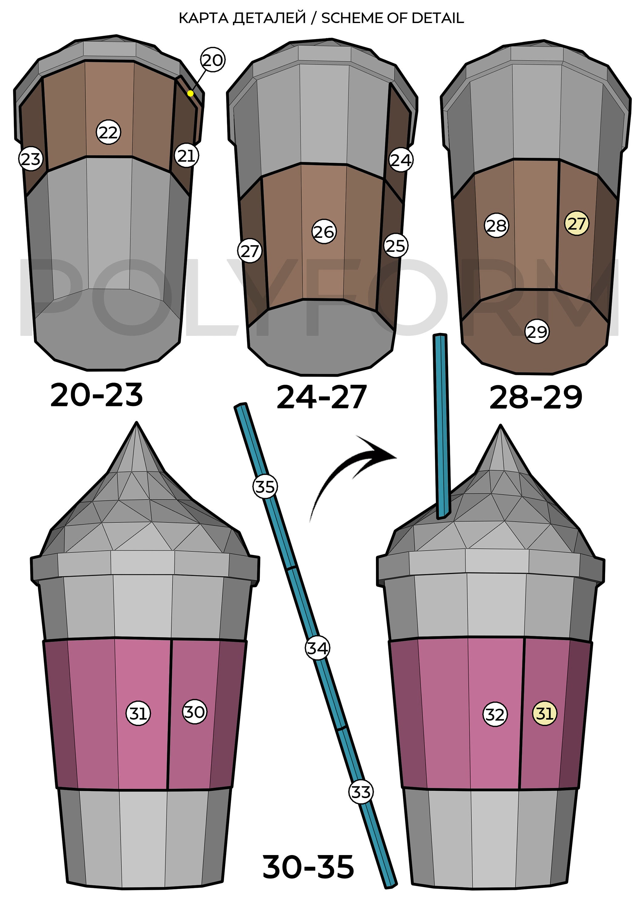 Coffee Low Poly Drink Cup Papercraft PDF Template Paper Food - Etsy
