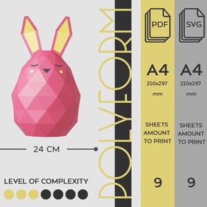 Easter Egg Rabbit Low Poly Papercraft PDF Template Decoration - Etsy