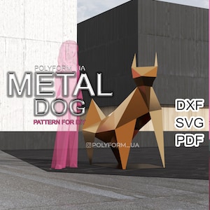 DOG METAL Drawings in DXF Format Low poly Sculpture Metal Decor Dxf pattern