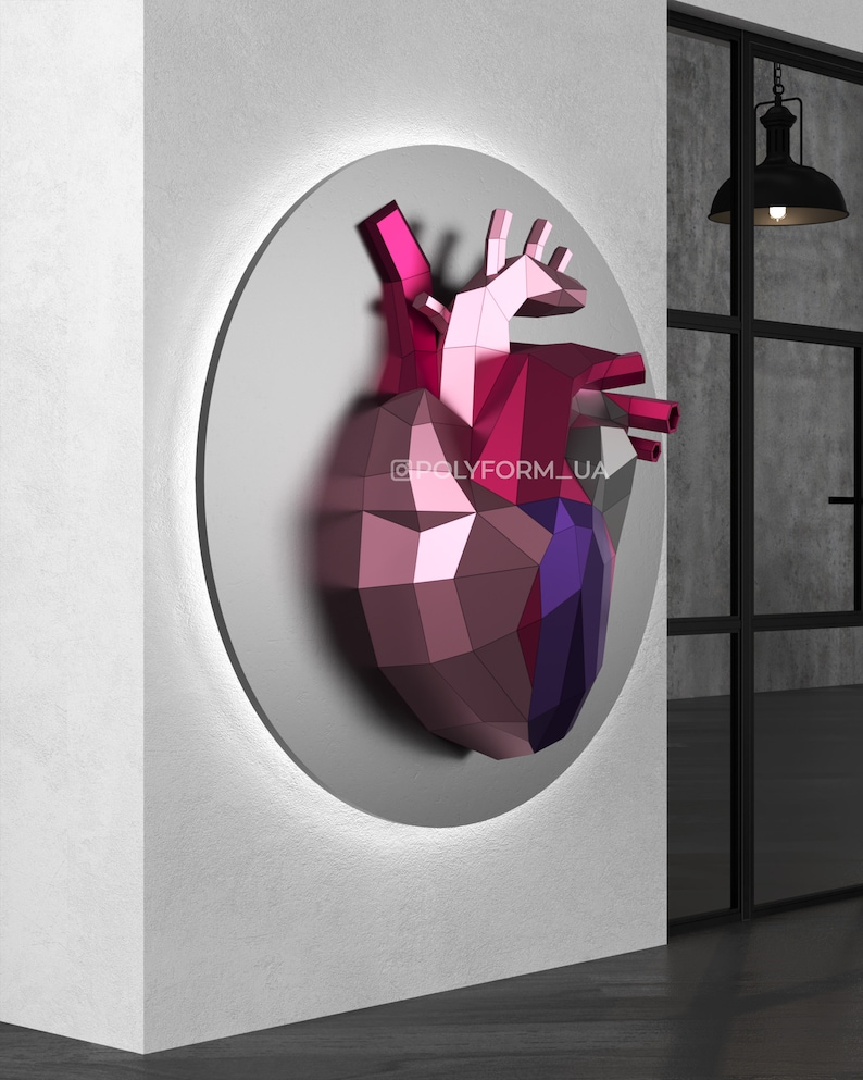 Heart DIY Low Poly Valentine's Day Love Papercraft PDF Template 3D Svg ...