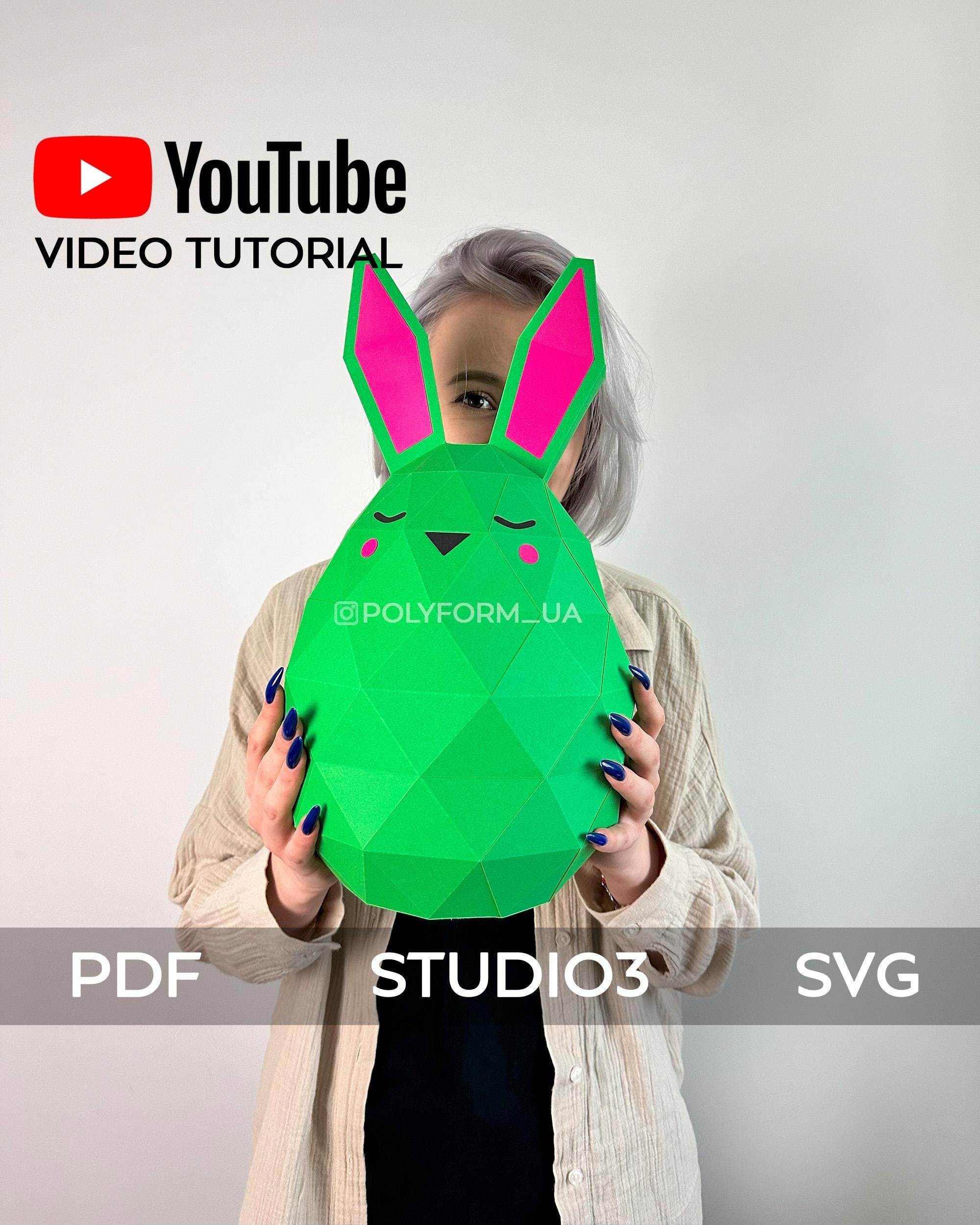 Easter Egg Rabbit Low Poly Papercraft PDF Template Decoration - Etsy