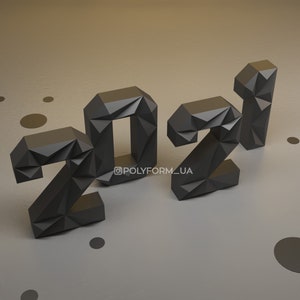 Digits 2024 Low Poly Christmas Papercraft PDF template New Year 3d Model Sculpture image 7