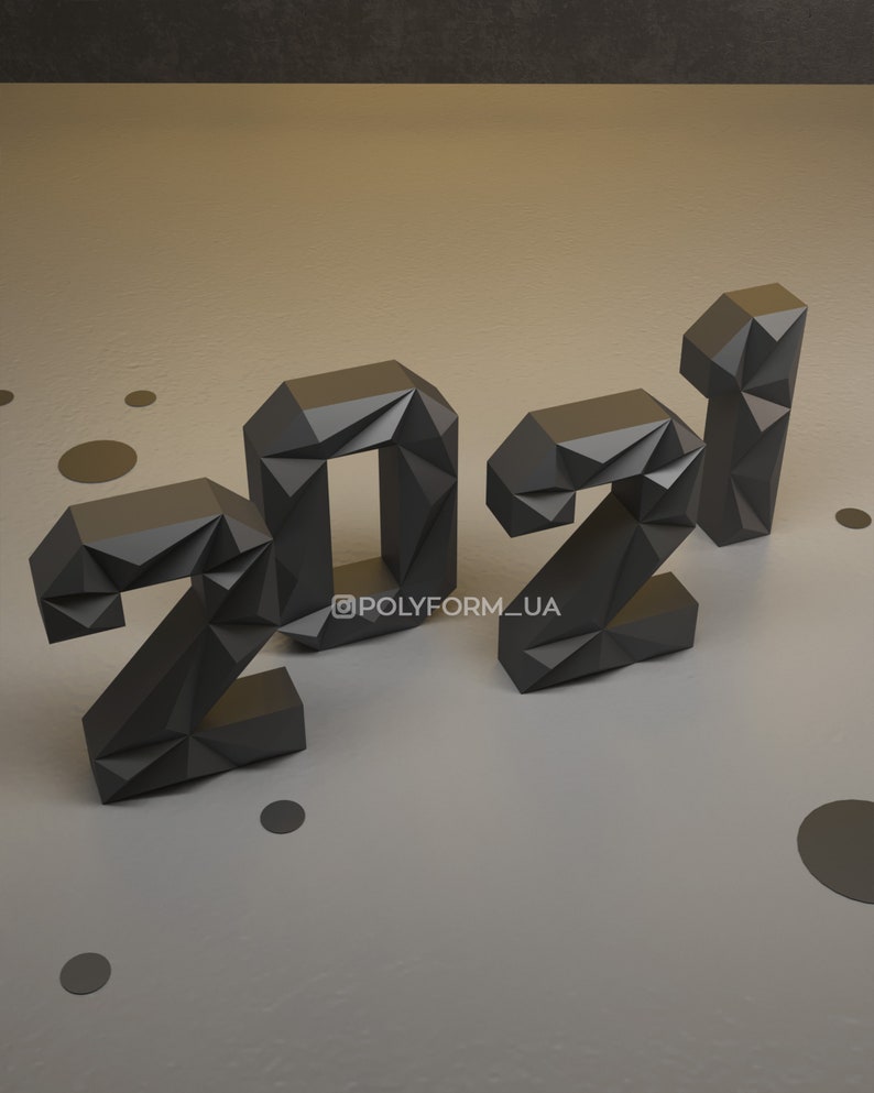 Digits 2024 Low Poly Christmas Papercraft PDF template New Year 3d Model Sculpture image 7