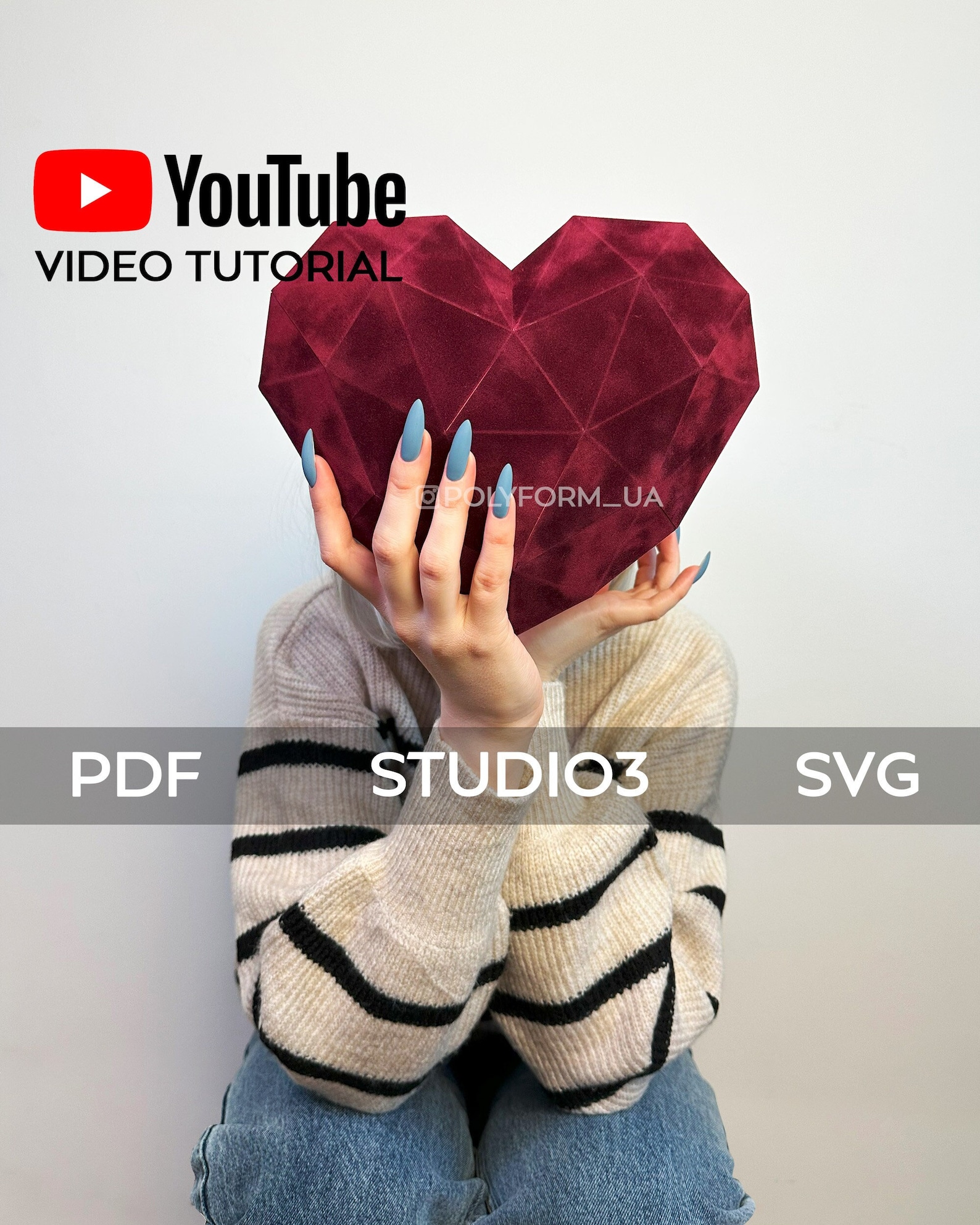 Heart DIY Low Poly Valentine's Day Love Papercraft PDF Template 3D - Etsy