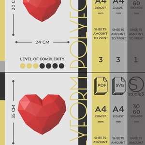 Heart DIY Low Poly Valentine's Day Love Papercraft PDF Template 3D - Etsy