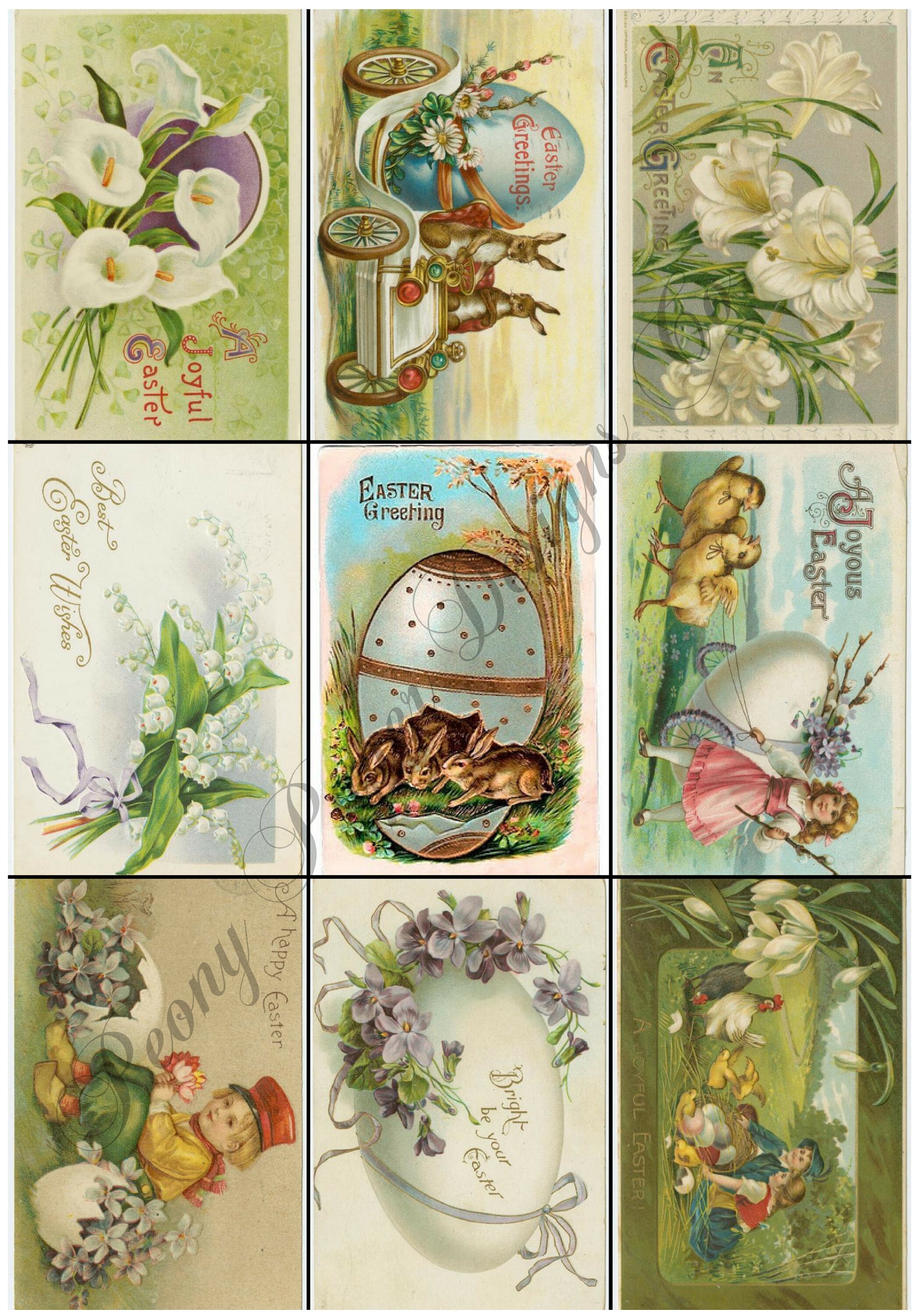Vintage Easter Digital Collage Sheets Printable Instant - Etsy
