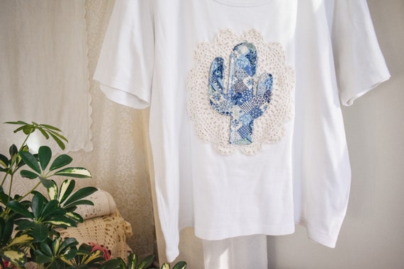reworked vintage oversized cactus patchwork tee |… - image 4