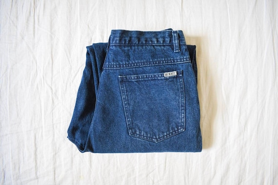 vintage Bill Blass dark wash jeans | 80s pleated … - image 1