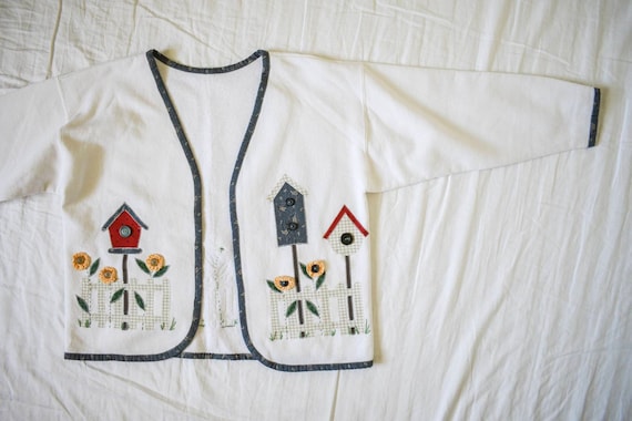 vintage handmade birdhouse sweater coverup