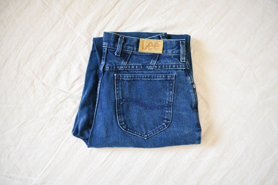 90s vintage indigo wash mom jeans | dark wash hig… - image 1