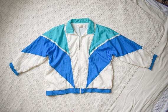 80s vintage retro windbreaker colorblock rain jac… - image 3