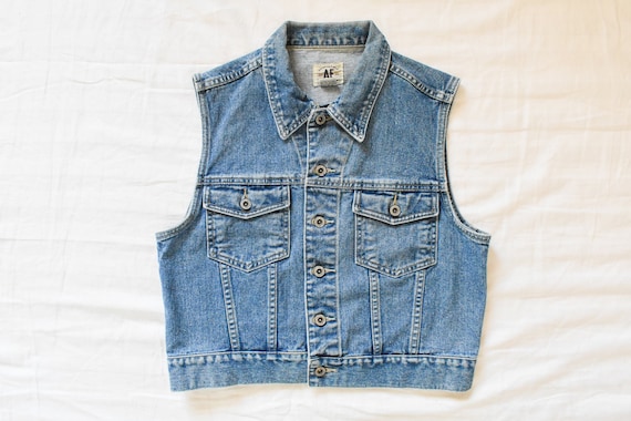 vintage denim trucker vest | 90s trucker denim jea