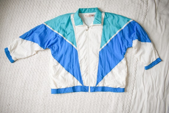 80s vintage retro windbreaker colorblock rain jac… - image 2