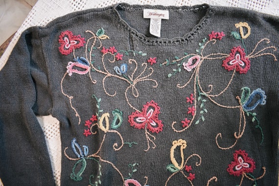 vintage Worthington knit fall floral paisley gran… - image 3