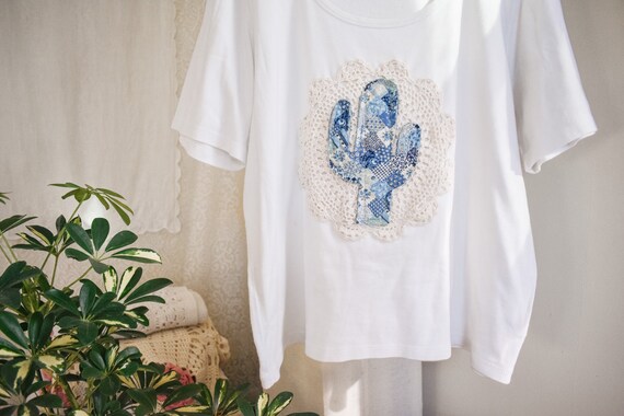 reworked vintage oversized cactus patchwork tee |… - image 3