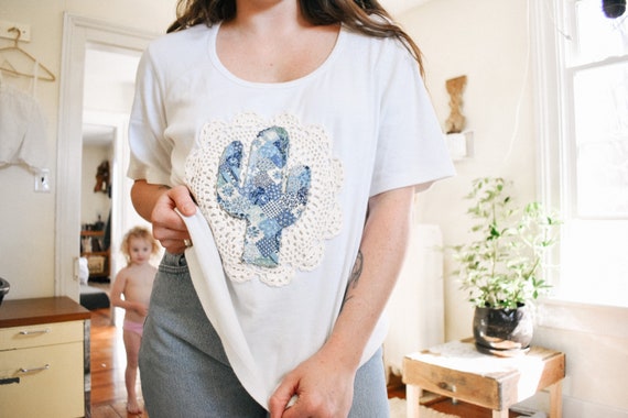 reworked vintage oversized cactus patchwork tee |… - image 7