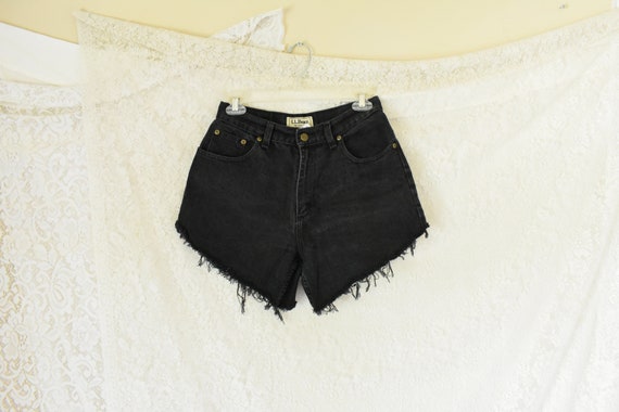 black high waisted cut off shorts