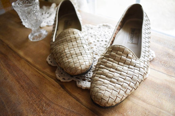 80s vintage woven leather loafers 7.5 | vintage w… - image 2