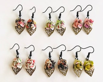 Perfect Japan gift wanted? This origami earrings unique handmade. "Yuki Origami Jewelry "Not Waterproof" Help Immediately