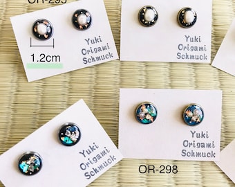 Japan earrings handcrafted by Japanese artist from Japanese UV nail gel! Yuki Origami Schmuck Japan Handmade Shop