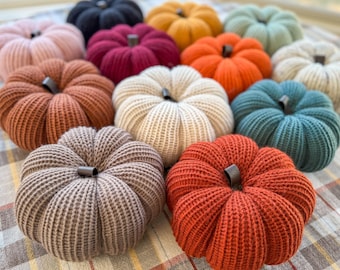 Large Farmhouse Pumpkins, Fall Harvest Home Decor, Rustic Yarn Pumpkin, Autumn Knit Table Decoration, Pumpkin Decor, Fall Tiered Tray Decor