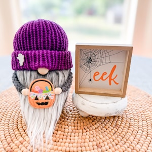 Trick or Treat Gnome, Halloween Gnome, Fall Gnome, Gnome Decor, Pumpkin Decor, Halloween Decor, Spooky Decor, Tiered Tray Knit Gnome