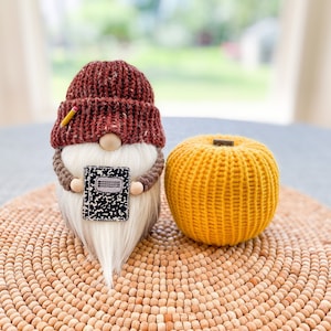 School Gnome, Notebook Gnome, Summer Gnome, Summer Decor, School Decor, Tiered Tray Decor, Gnome Decor, Writer Gnome, Tiered Tray Gnome