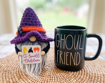 Witch Gnome, Halloween Gnome, Fall Gnome, Gnome Decor, Tiered Tray Decor, Knit Gnome, Witch Decor, Halloween Decor, Witch Decor, Black Cat