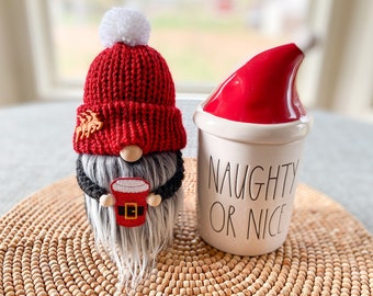Santa Cup Gnome, Christmas Coffee Gnome, Peppermint Mocha Gnome, Winter Gnome, Gnome Decor, Santa Gnome, Christmas Gnome, Holiday Decor
