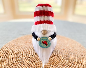 Reading Month Gnome, March is Reading Month, Book Gnome, Teacher Gift, Cat Gnome, Cat Wearing Hat Gnome, Gnome Decor, Tiered Tray Decor