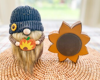 Gnomo de calabaza y girasol, gnomo de otoño, decoración de gnomos, decoración de bandeja escalonada, regalo de gnomo, gnomo de punto, decoración, decoración de otoño, decoración de girasol, calabaza