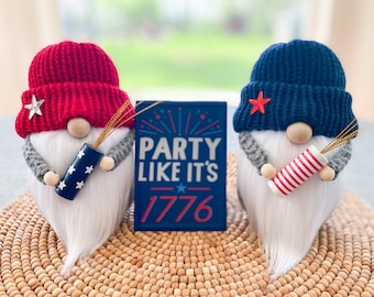 4th of July Gnome, Firecracker Gnome, USA Gnome, America Gnome, 4th of July Decor, 4th of July tiered tray decor, Gnome Decor, Summer Gnome