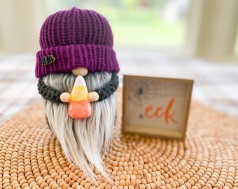 Candy Corn Gnome, Halloween Gnome, Fall Gnome, Gnome Decor, Pumpkin Decor, Halloween Decor, Spooky Decor, Tiered Tray Knit Gnome, Candy Corn