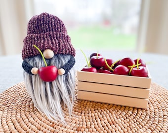 Cherry Gnome, Fruit Gnome, Spring Gnome, Cherry Decor, Cherry Tiered Tray Decor, Gnome Decor, Summer Gnome, Fruit Decor, Summer Decor