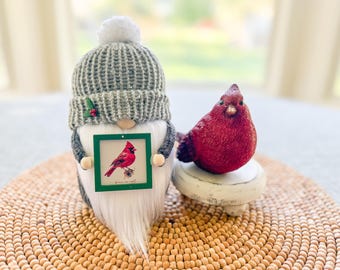 Cardinal Gnome, Holiday Gnome, Winter Gnome, Gnome Decor, Christmas Gnome, Holiday Decor, Cardinal Decor, Happy Holidays, Christmas Cardinal