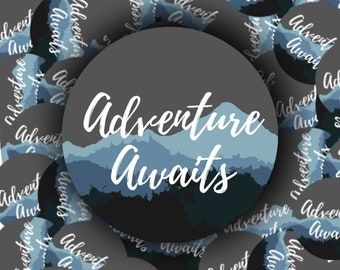 Adventure Awaits Sticker, Mountain Sticker for Car, Nature Sticker for Laptop, Wanderlust Decal for Cup, Nature Lover Water Bottle Sticker