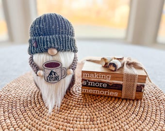 Explore Gnome, Camping Gnome, Summer Gnome, Summer Decor, Camper Decor, Tiered Tray Decor, Gnome Decor, Hot Cocoa Gnome, Tiered Tray Gnome