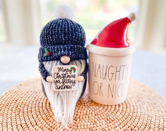 Christmas Movie Gnome, Merry Christmas Gnome, Holiday Gnome, Winter Gnome, Gnome Decor, Knit Gnome, Christmas Gnome, Holiday Decor,