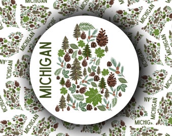 Pegatina de bosque de Michigan, pegatina de Michigan para coche, pegatina de Michigan para portátil, calcomanía de Michigan para taza, pegatina de botella de agua de Michigan