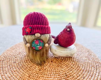 Poinsettia Gnome, Christmas Gnome, Winter Gnome, Gnome Decor, Holiday Gnome, Holiday Decor, Christmas Decor, Poinsettia Decor