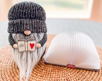 Book Lover Gnome, Book Gnome, Book Decor, Bookshelf Decor, Tiered Tray Decor, Gnome Decor, Reading Gnome, Tiered Tray Gnome, Reading Decor