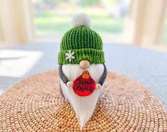 Ornament Gnome, Christmas Gnome, Winter Gnome, Gnome Decor, Holiday Gnome, Holiday Decor, Christmas Decor, Merry Christmas Decor, Green Hat