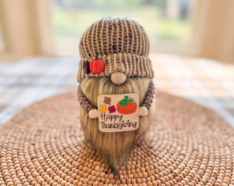 Thanksgiving Gnome, Pumpkin Gnome, Fall Gnome, Gnome Decor, Tiered Tray Decor, Gnome Gift, Knit Gnome, Decor, Fall Decor, Thanksgiving Decor
