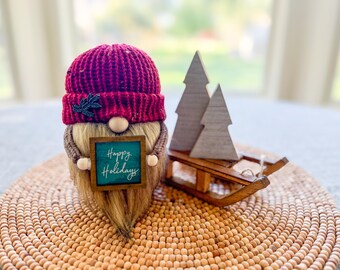 Happy Holidays Gnome, Christmas Gnome, Winter Gnome, Gnome Decor, Holiday Gnome, Holiday Decor, Christmas Decor, Rustic Decor